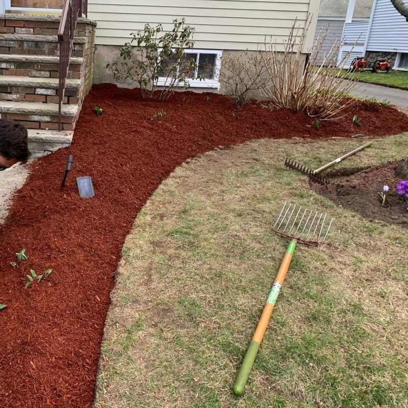 Mulch install and flower planting